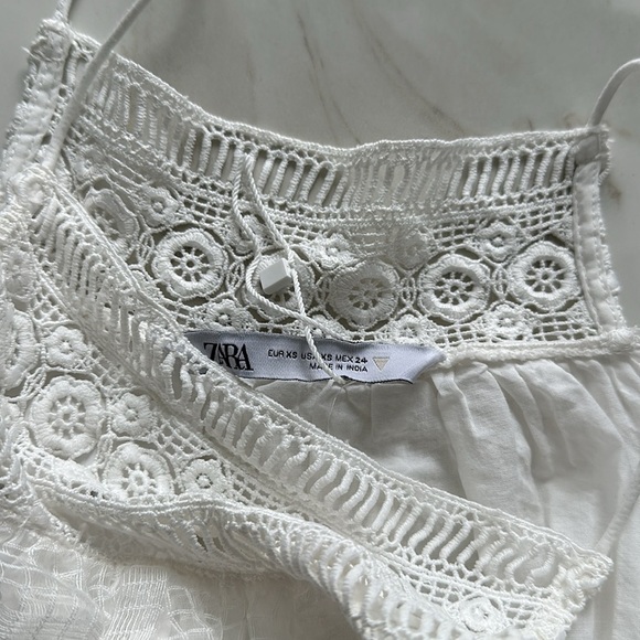 NWT ZARA Lace Halter Swing Babydoll Mini Dress White Size XS or Size S festival - Picture 7 of 10